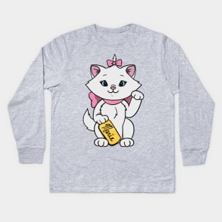 Lucky Cat Marie Kids Long Sleeve T-Shirt